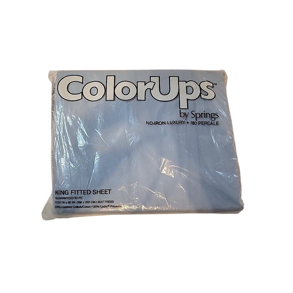 Springs Color Ups KING FITTED Sheet No Iron 180 Percale NEW